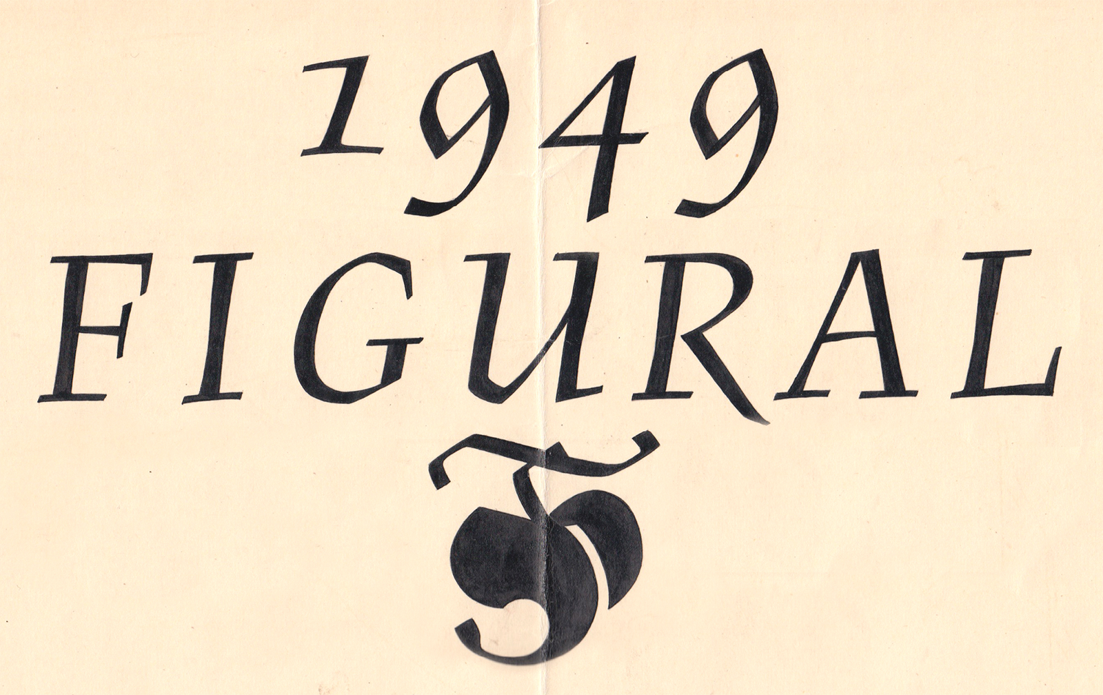 Ink drawing typeface design of Figural Kursiva, 1949, from the archive of Stanislav Maršo Jr.