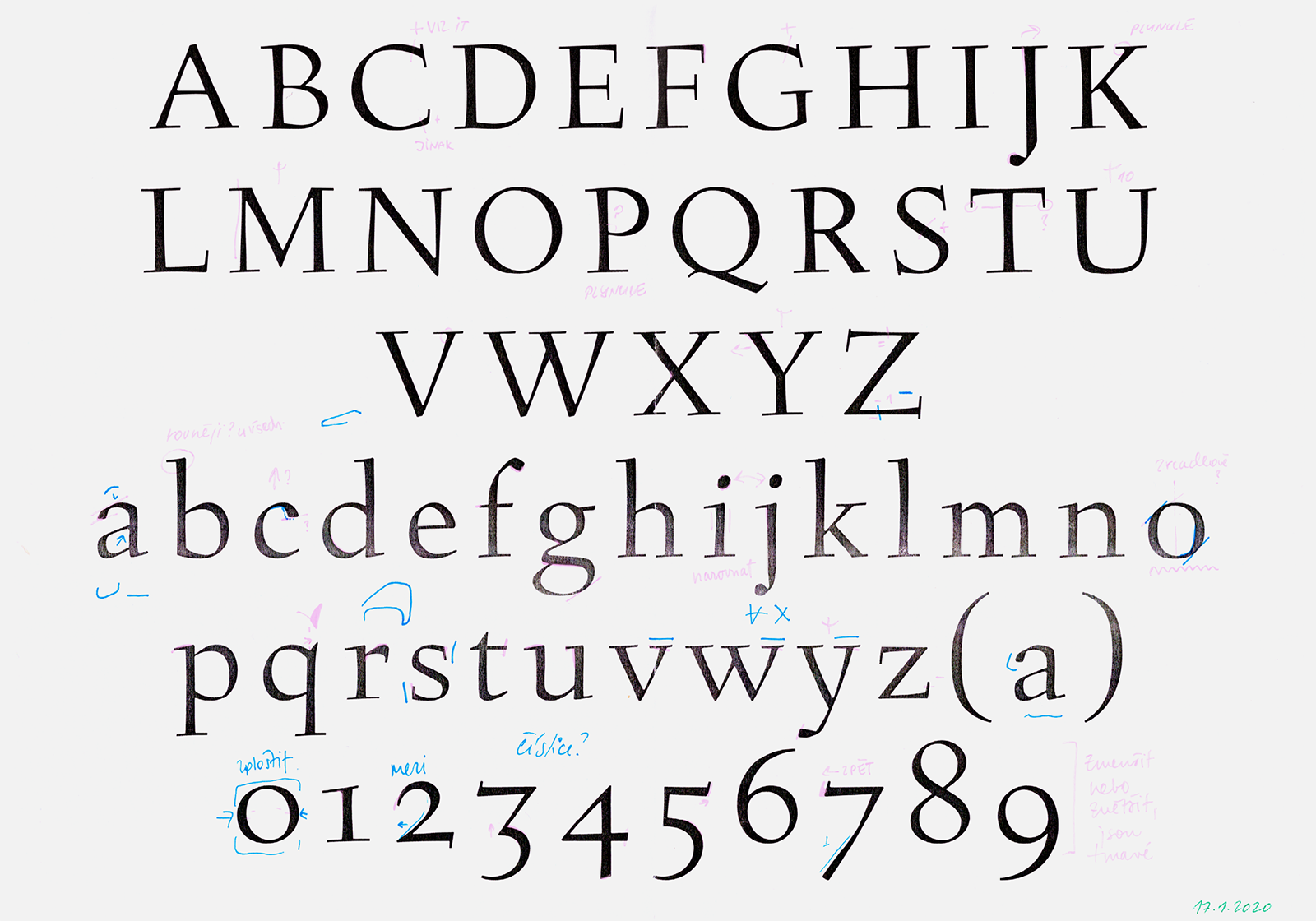 A series of corrections to the Figural typeface which led to researching and creating the so-called “authentic version.” The oldest revisions are dated December 10, 2018.