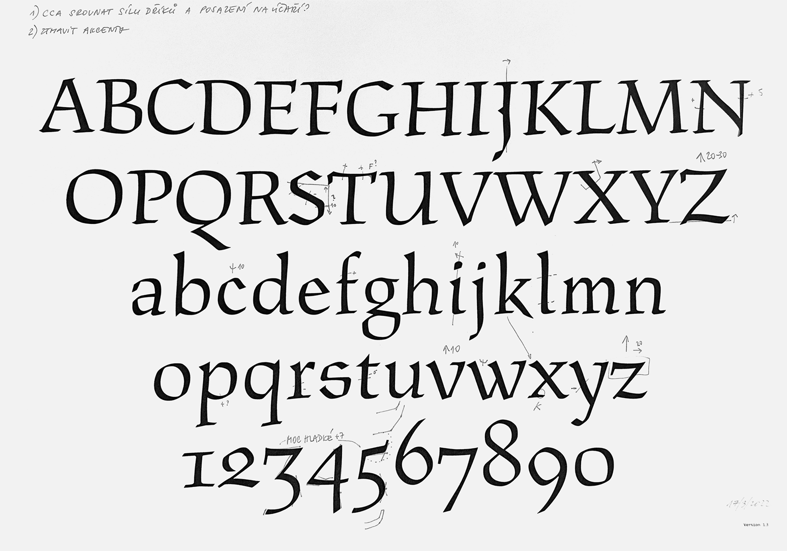 A series of corrections to the Parlament typeface carried out on the authentic version.