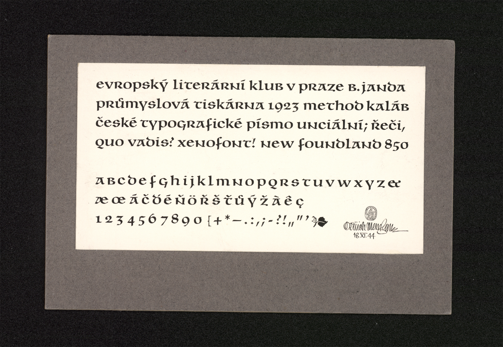 Podklady pro digitalizaci písma: První zkušební tisky ruční sazby ve Státní tiskárně.