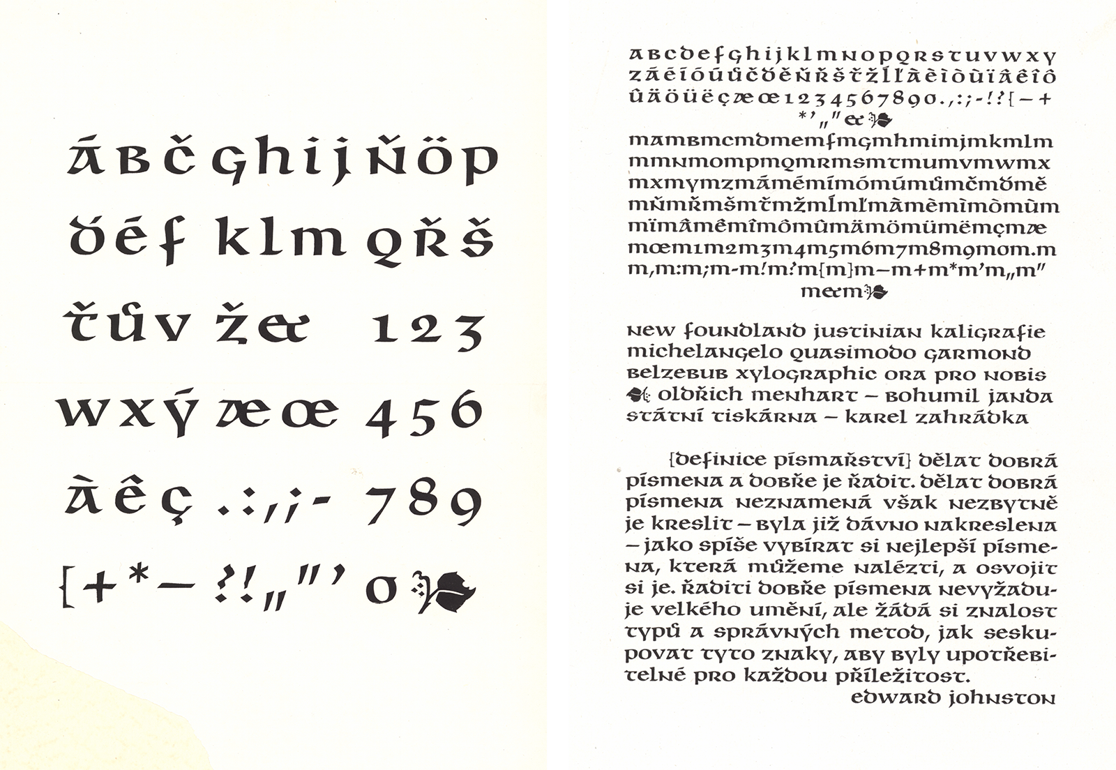 Proof prints and adjustment versions of the type by Grafotechna n.p.
